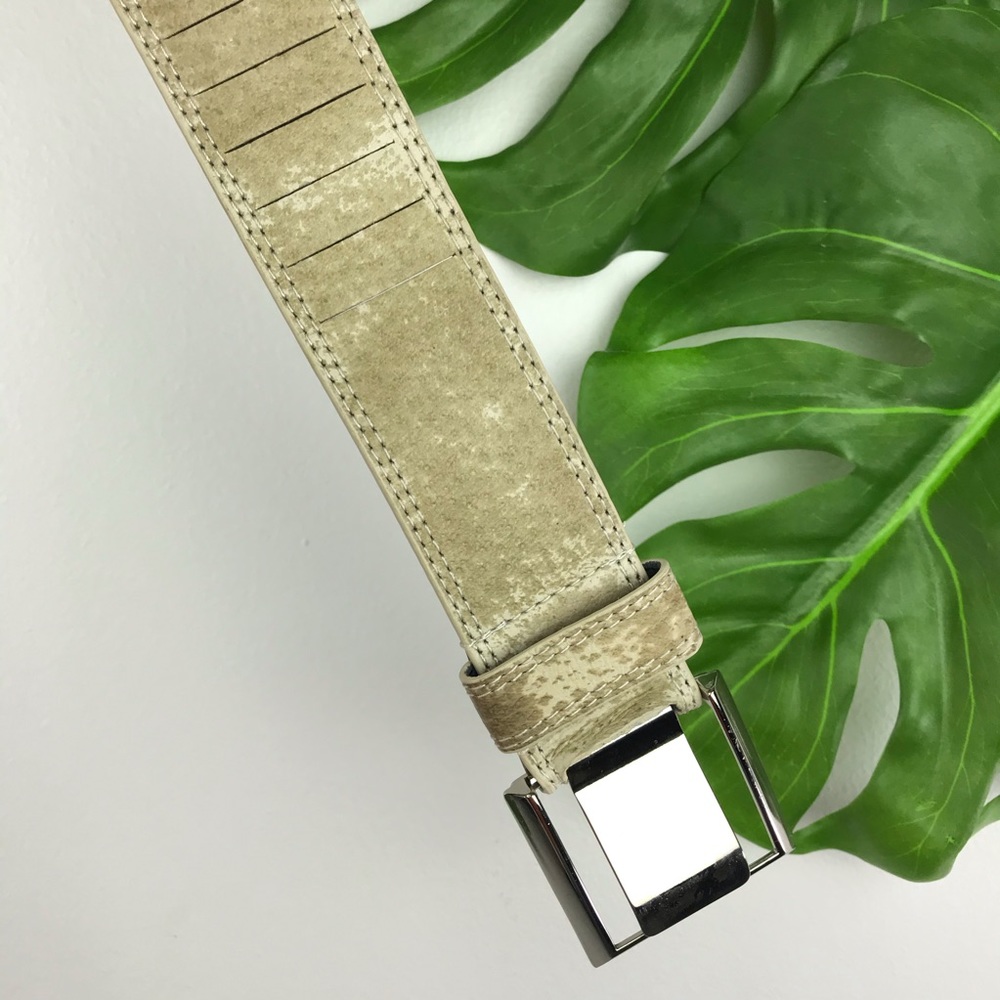 STEVE MADDEN SILVER HARDWARE CREAM WHITE TAN BELT